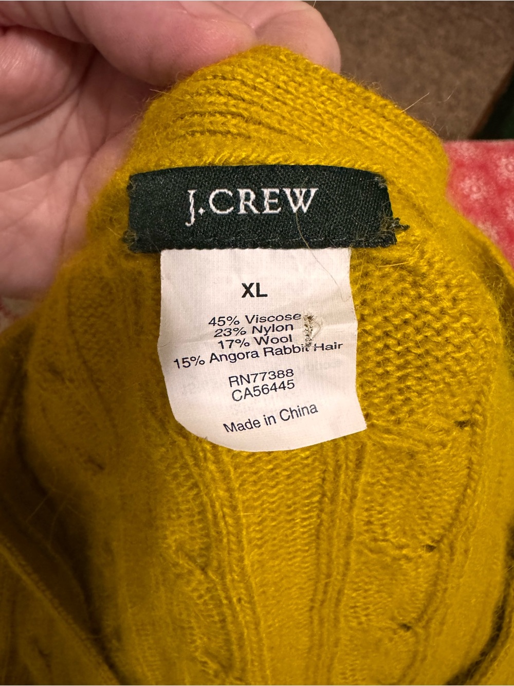 J. Crew Angora-Wool Cable Knit Cardigan Sweater in Mustard with wooden buttons